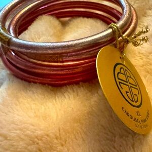 BudhaGirl All weather Bangles Carrousel pink 4 bangle set size XL